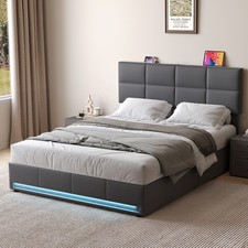 Polsterbett 160x200cm Doppelbett Stauraumbett Bettgestell mit USB/LED Lattenrost