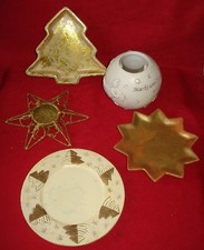 DEKO SET WEIHNACHTEN GOLD TELLER SCHALE TEELICHT HALTER TANNENBAUM STERN KUGEL