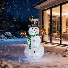 120cm LED Schneemann Beleuchtet Weihnachtsfigur mit 120 Weiß LED Weihnachtsdeko