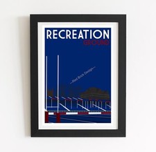 Bath Rugby, Freizeitgelände, Retro Kunstdruck Poster
