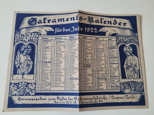 Sakraments kalender 1922 - sakraments-kalender,