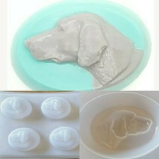 4x Kunststoff Form Gieß Form Weimaraner Jagd Hund für Seife Gips etc. neu top