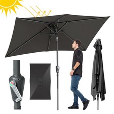 Sonnenschirm Rechteckig Ampelschirm Outdoor-Schirm Gartenschirm mit Handkurbel