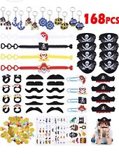 168 x Piratengeburtstagsgeschenk, Piratenhut, Piratenarmbänder Schnurrbart Deko