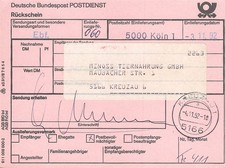 733260) Bund Rückschein aus