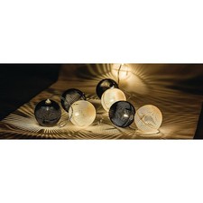 HQ LED Lichterkette 10 Kugeln String Light 2,1m Scharz Weiß warm 3 x AA Batterie