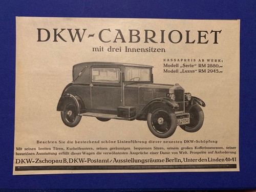1929 dkw cabriolet zschopau - 1929, dkw-cabriolet,