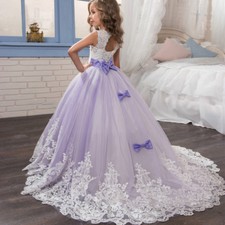 Blumenmädchen Kleid Spitze Lang Abendkleid für Kinder Hochzeit Brautjungfer