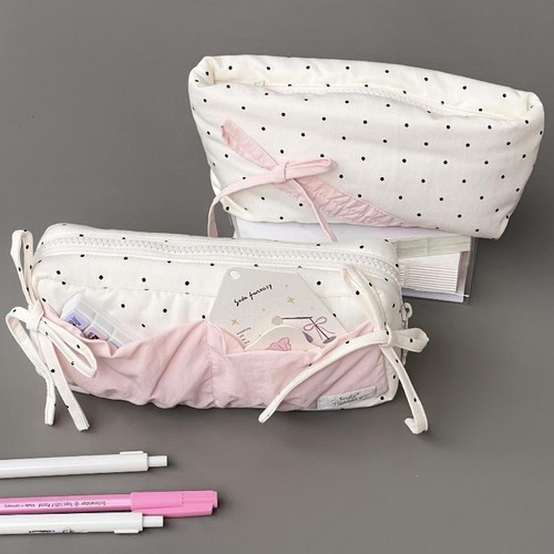 Polka dot bow pencil case - dot,