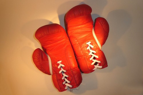 Boxhandschuhe leder rot mit - boxhandschuhe,,