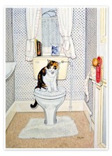 Poster Katze auf der Toilette