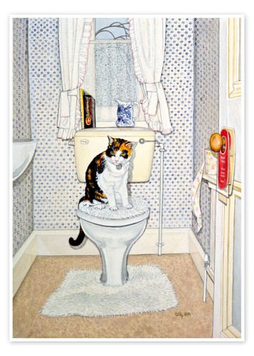 Poster katze auf der toilette - poster,