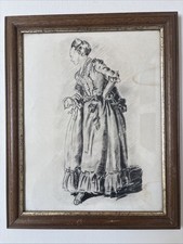 Alte Kohlezeichnung Rokoko