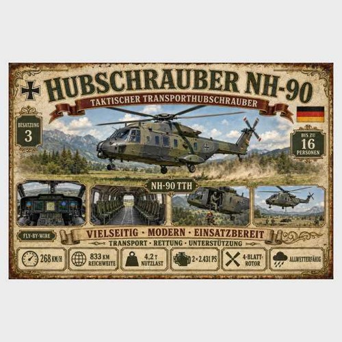 Blechschild hubschrauber 90 - blechschild,