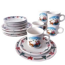 Weihnachtsservice Kaffee Set Schlitten Santa Claus 18 teilig