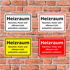 Schild heizraum rauchen und - -,