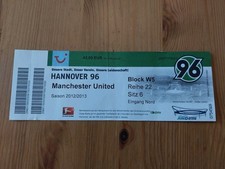 Used Ticket 2012/13 Hannover 96 vs Manchester United Test Friendly