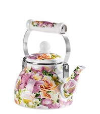 Emaille-Teekessel 1,2L Blumen Design für alle Herdarten