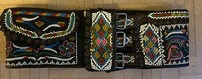 Antik Trachtengürtel bunt bestickt Mannsgurt Geldkatze Lederranzen Ranzen Leder