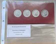 Sammlerstück 4 x 2 DM 1969 Adenauer D-F-G-J komplett in stempelglanz