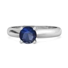 Solitaire 0.25 Karat Blauer Saphir Ring 925er Silber Symbol Schmuck Neu
