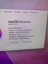 Mac Pro 2012 5.1 6 Core 3,33GHz 32 GB Monterey EMC 2629