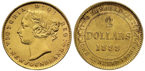 Neufundland gold 1888 - 2, $,