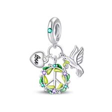 Peace Frieden Taube Charm Anhänger Silber S925 Geschenk Gliederarmband Frau