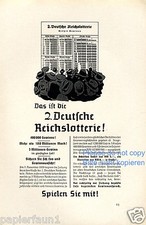 Reichslotterie Reklame von 1939 Lotterie Toto Lotto Ausspielung Gewinn Werbung 