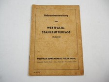 Westfalia KB 5 10 15 Stahlbutterfass Betriebsanleitung Ersatzteilliste 1951