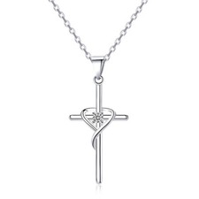 Halskette Kreuz Zirkon 925 Sterling Silber Damen Herren