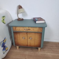 2x Nachtschrank Set Refinished 60er Vintage Retro Mid Century Nachttisch 