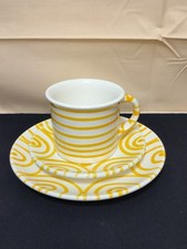 Kaffeegedeck Gmundner Keramik Gelbgeflammt Kaffeehäferl und Teller 3 teilig