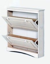 Schuhschrank Massiv weiß mit 2 Klappen Schrank   NEU