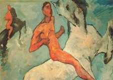 alte AK Schwemmreiter vor blauem Grund Heinrich Nauen Ansichtskarte mhe5116g