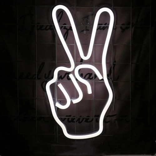 Neon led schild peace finger - schild,