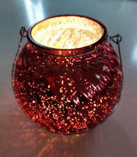 Windlicht Bauernsilber Glas, Rot/Silber, mit Aufhängung, neuwertig