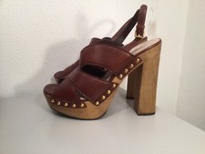 Miu Miu High Heel Clogs Holz Sandalette Gr. 40 Braun Neu Zoccoli