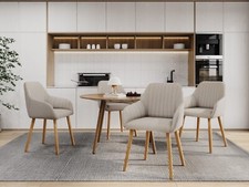 Esszimmerstühle 2er Set Polster Küchenstuhl Stühle Esszimmer mit Holzbeine Beige