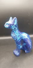 Göttin Bastet Katze Statue blau, Figur ägyptische Kunst H 19cm