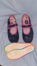 Hausschuhe 33 Mädchen blau-rosa inkl. Einlegesohle gebraucht Klettverschluss 