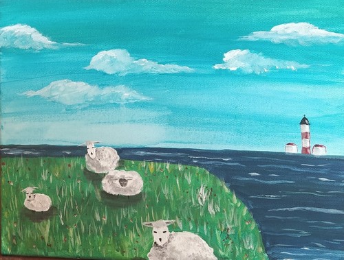 Acrylbild auf leinwand schafe - acrylbild, leinwand,
