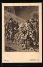 Künstler-AK Wilhelm Tell, Am Sterbebett, Schiller-Galerie 