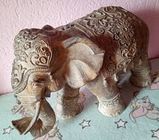 Indischer Elefant Steinfigur Statue Deko Haus Garten Grau aus Boutique NEU
