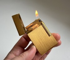 S.T. Dupont Ligne 2 Feuerzeug Groß Gold Brosse Gebürstet RAR