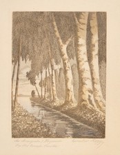 Cornelius Rogge /  Radierung / handsigniert / Am Moorgraben Worpswede