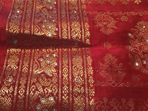 100 seide sari rot gold - sari,