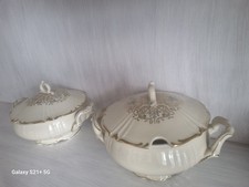 2x Vintage Seltmann Weiden Suppenterrine mit Deckel – 1950er Jahre – Golddekor