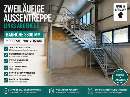 Stahltreppe m links - 3,6,