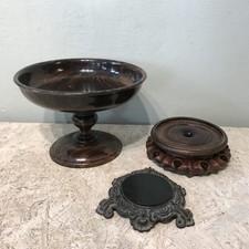 3er Set Etagere / Sockel Holz Metall Warenständer Warenpräsentation antik alt